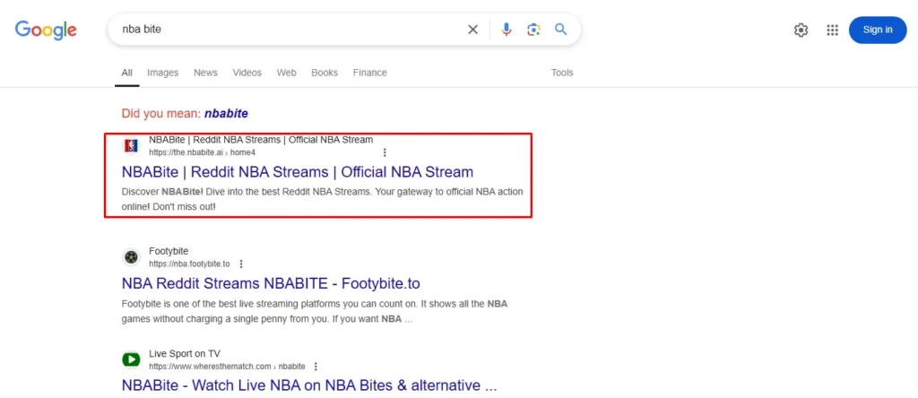 Click on the official NBA Bite website